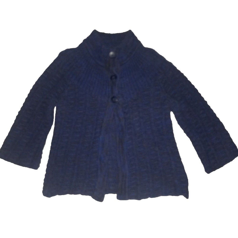 Beautiful Leo Nicole Womens M Cardigan Sweater Blie Gray Cable Flare 3 Button